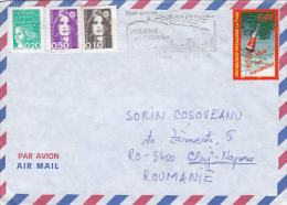 FISHING, CASTLE, STAMP AND POSTMARK ON AIRMAIL COVER, SENT TO ROMANIA, 1999, FRANCE - Storia Postale