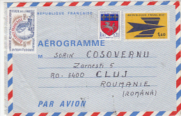 COAT OF ARMS, MUSEUMS, STAMP AND POSTMARK ON AIRMAIL COVER, SENT TO ROMANIA, 1993, FRANCE - Covers & Documents