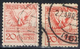 Dos Sellos 20 Cts Urgente 1932, Variedad Color, Num 676 Y 676a º - 1931-50 Afgestempeld