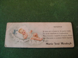 BC5-2-103 Souvenir Baptême Naissance Doop Geboorte  Marie José Mesdagh Jumet 1920 - Nacimiento & Bautizo