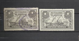 0184-2 SELLOS FISCALES MUTUALIDAD ADUANAS DISTINTOS DENTADO NORMAL Y ZIG ZAG. TAX STAMPS MUTUALIDAD  -2 GEAR CUSTOMS THA - Fiscales