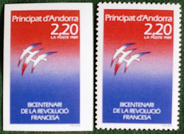 ANDORRE Bicentenaire De La Révolution (yvert 376+376A ) NON DENTELE + Dentelé ** MNH - Nuovi