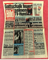 BILD-Zeitung Frankfurt Vom 16. September 1994 : Gottschalk Feuert Seinen TV-Hund  -  Riesen-Jumbo Rammte Laterne - Sonstige & Ohne Zuordnung