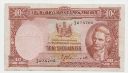 New Zealand 10 Shillings 1940 - 1955 VF+ Banknote P 158a 158 A (HANNA) - Nieuw-Zeeland