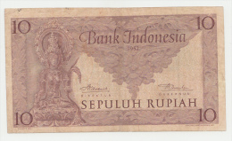 INDONESIA 10 RUPIAH 1952 VF+ P 43a  43 A - Indonésie