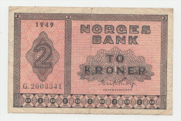 Norway 2 Kroner 1949 "aVF" P 16b  16 B - Noruega