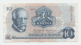 Norway 10 Kroner 1976 VF+ Banknote P 36b 36 B - Noruega