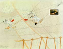 Feuillet Provenant Du Livre "Le Cirque" Avec Timbre "Le Trapéziste" - Format 190 X 262 Mm - Circus