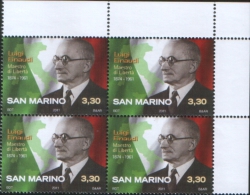 San Marino 2011 50 Anniv. Morte Di Luigi Einaudi 1v Complete Set In Quartine ** MNH - Nuovi