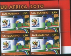 San Marino 2010 Soccer  World Football Cup In South Africa 2010 1v Complete Set  In Quartina  ** MNH - Unused Stamps