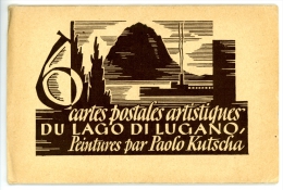 Lago Di Lugano,6 Cartes Postales Artistiques, Paolo Kutscha, Como, Caslano,Gandria,........ - Caslano