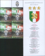 San Marino 2012 Soccer Juventus Campione D'Italia 1v Complete Set  In Quartina Con Bandella   ** MNH - Ongebruikt