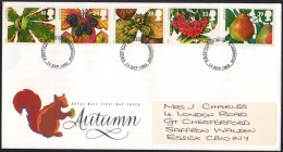 GB 1993-0003, Autumn  (Fruits & Leaves) FDC, RM Cachet & Cambridge PM - 1991-2000 Dezimalausgaben