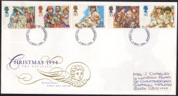 GB 1994-0010, Christmas Children´s Nativity Plays FDC, RM Cachet Cambridge Postmark - 1991-2000 Dezimalausgaben