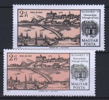 Hungary 1971. Budapest '71 2 Stamps With Colour Variations (nice, Black Colour Is 2x ???) - Variétés Et Curiosités