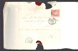 ESPAGNE 1857  4 C Obl. S/Lettre Entiére Pour Albacete /Madrid - Storia Postale