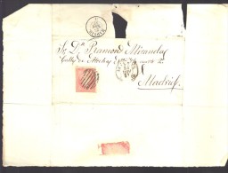 ESPAGNE 1857  4 C Obl. S/Lettre Entiére Pour Aranjuez/Madrid - Lettres & Documents