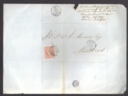 ESPAGNE 1858  4 C Obl. S/Lettre Entiére Pour   Vitoria  /Madrid - Covers & Documents