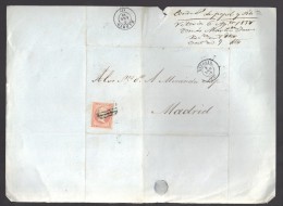 ESPAGNE 1858  4 C Obl. S/Lettre Entiére Pour   Vitoria  /Madrid - Covers & Documents