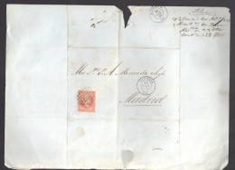 ESPAGNE 1858  4 C Obl. S/Lettre Entiére Pour   Vitoria  /Madrid - Briefe U. Dokumente