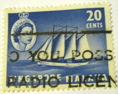 Singapore 1955 Cocos-Keeling Schooner 20c - Used - Singapour (...-1959)