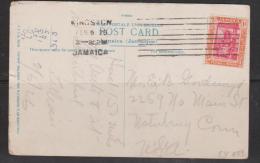 Jamaica 1926 Picture Post Card Used Kingston To USA , 1d Arawak Woman Adhesive - Jamaïque (...-1961)