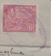 Jamaica 1949 Discovery Bay Oval Violet Cancel On Large Piece Of Air Letter - Jamaïque (...-1961)