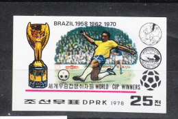 Korea Nord   -   1978.  Brasile Champion 1958, 1962, 1970.  Rare  MNH Stamp - 1978 – Argentine