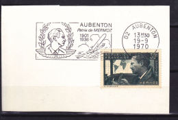 FRANCE  AVEC N° 337 AVEC FLAMME AUBENTON PATRIE DE MERMOZ DU 19.7.1970 - Storia Postale