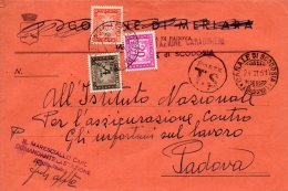 1951 LETTERA RACCOMANDATA  CON ANNULLO CASALE DI SCODOSIA  PADOVA - Taxe