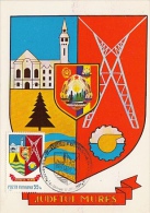 MURES COUNTY COAT OF ARMS, TREES, OIL, CM, MAXICARD, CARTES MAXIMUM, 1977, ROMANIA - Other & Unclassified