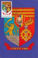 TIMIS COUNTY COAT OF ARMS, LION, INDUSTRY, CM, MAXICARD, CARTES MAXIMUM, 1978, ROMANIA - Autres & Non Classés