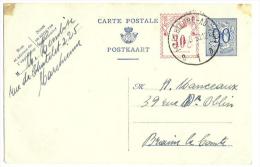 Belgique - CB037 - Carte Avec 90cts Lion Héraldique + Complémént 30 Cts Affranchissement Mécanique - Tarjetas 1951-..