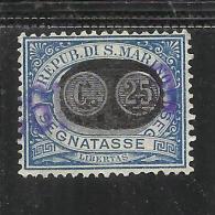 SAN MARINO 1931 SEGNATASSE MASCHERINE TASSE SOPRASTAMPATO POSTAGE DUE SURCHARGE CENT 25 SU 5c USATO USED OBLITERE' - Timbres-taxe