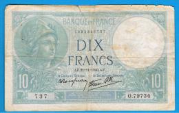 FRANCIA - FRANCE = 10  Francs 1940  P-84  MINERVE Serie 0 - 10 F 1916-1942 ''Minerve''