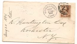 US - 3 - 1884 COVER From BRIDGEPORT, CONN To ROCHESTER NY - Washington 2c  Imperforated One Side - Lettres & Documents