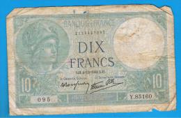 FRANCIA - FRANCE = 10  Francs 1941  P-84  MINERVE Serie Y - 10 F 1916-1942 ''Minerve''