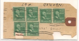 US - 3 - C/1940´s  Piece With 3 Pairs Of GARFIELD 20c - Presidential Issue Cancelled CINCINNATI, OHIO - Lettres & Documents