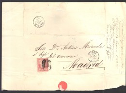 ESPAGNE 1858  4 C  Obl. S/Lettre Entiére Pour Cadiz/Madrid - Briefe U. Dokumente