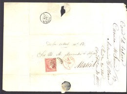 ESPAGNE 1857  4 C  Obl. S/Lettre Entiére Pour  Cuenca En Rouge /Madrid - Briefe U. Dokumente