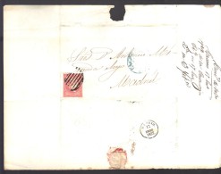 ESPAGNE 1857  4 C  Obl. S/Lettre Entiére Pour  Caceres En Bleu  /Madrid - Briefe U. Dokumente