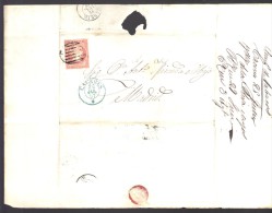 ESPAGNE 1857  4 C  Obl. S/Lettre Entiére Pour  Caceres En Bleu  /Madrid - Briefe U. Dokumente