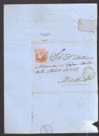 ESPAGNE 1857  4 C  Obl. S/Lettre Entiére Pour   /Madrid - Lettres & Documents