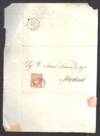 ESPAGNE 1858  4 C  Obl. S/Lettre Entiére Pour Calatayud En Rouge /Madrid - Lettres & Documents