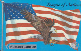 Mercury, MER093, League Of Nations, American Eagle, Flag, 2 Scans.   18MERD - [ 4] Mercury Communications & Paytelco