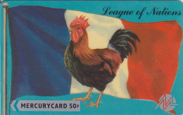 Mercury, MER095, League Of Nations, French Cockerel, Flag, 2 Scans.   20MERA - Mercury Communications & Paytelco