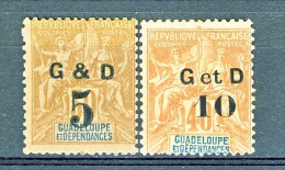 Guadaloupe 1903 N. 45C  C. 5 Su C- 30 Bruno + N. 46C C. 10 Su C. 40 Rosso Arancio MH - Altri & Non Classificati