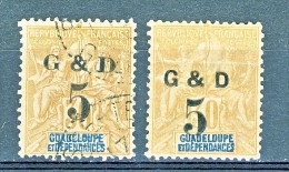 Guadaloupe 1903 N. 45B  C. 5 Su C. 30 Bruno (USATO) + N. 46C C. 10 Su C. 40 Rosso Arancio (MH) - Altri & Non Classificati