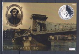 Hungary 2010. István Szechenyi - Bridge - Special Sheet (commemorative Sheet) Face Value: 500 HUF (1.85 EUR) - Souvenirbögen