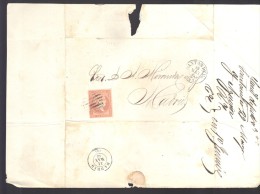 ESPAGNE 1858  4 C  Obl. S/Lettre Entiére Pour Santander /Madrid - Storia Postale